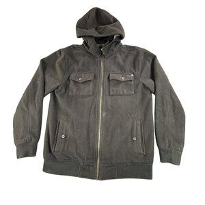 Nixon Jacket Mens Large Black Captain Jacket II Wool Blend Hooded Full Zip Lined